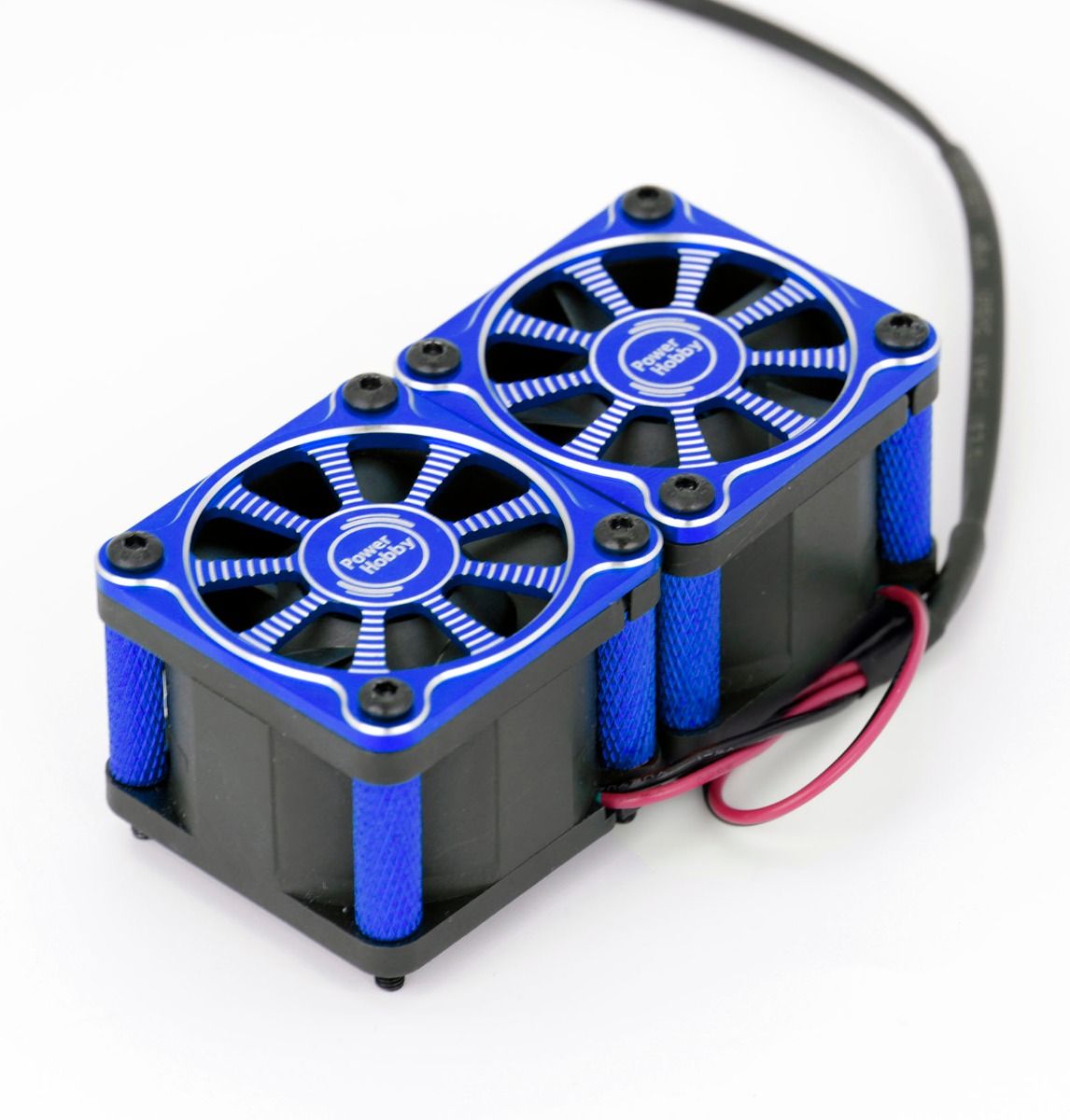 Powerhobby Twister Twin Dual 40mm 1/8 1/5 Motor Aluminum Cooling Fan Blue