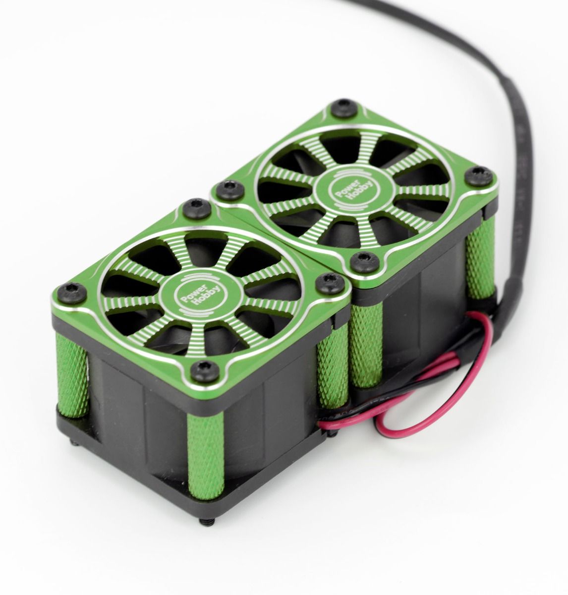 Powerhobby Twister Twin Dual 40mm 1/8 1/5 Motor Aluminum Cooling Fan Green