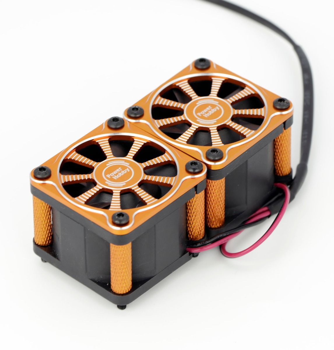 Powerhobby Twister Twin Dual 40mm 1/8 1/5 Motor Aluminum Cooling Fan Orange