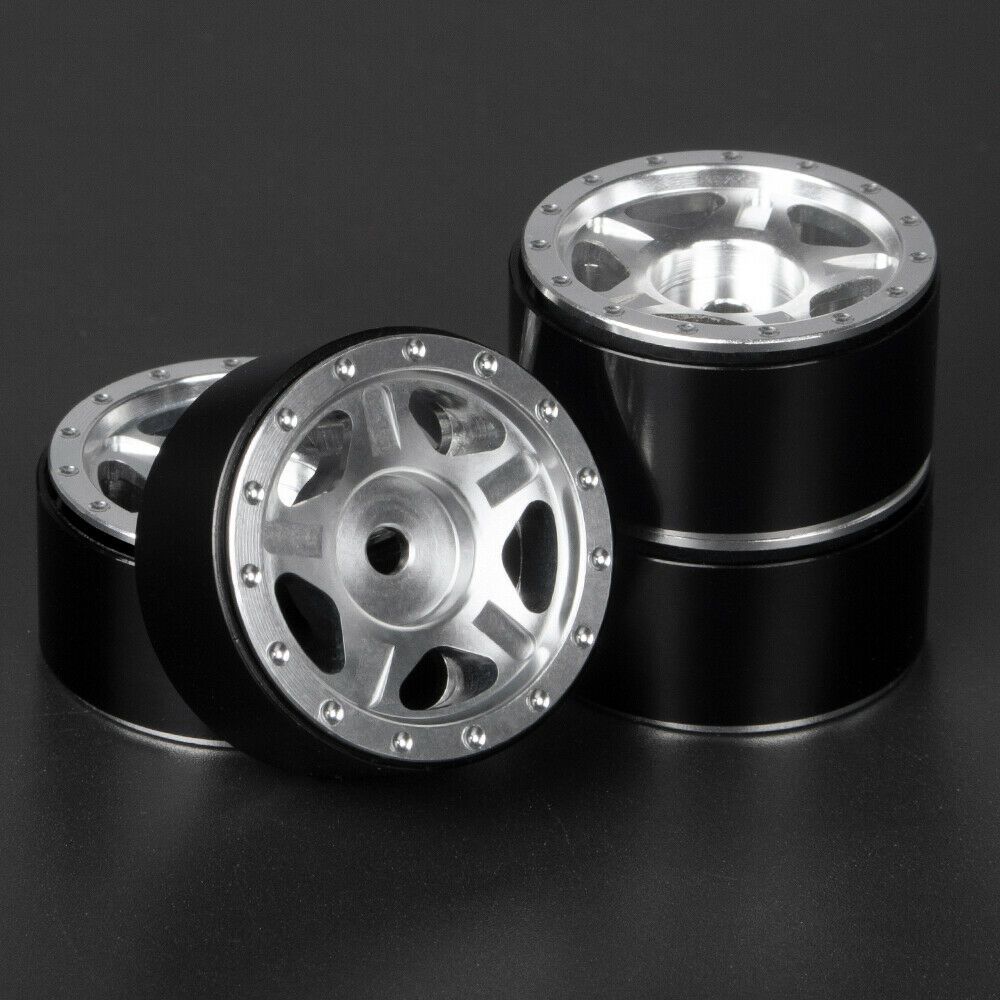 Powerhobby 1.0 Axial SCX24 C10 Jeep Aluminum Beadlock Wheels Silver