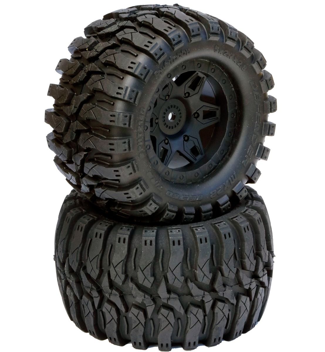 Powerhobby Defender 2.8 Belted All Terrain Tires Mounted 17mm 1/2 Offset 1/10 Truck
