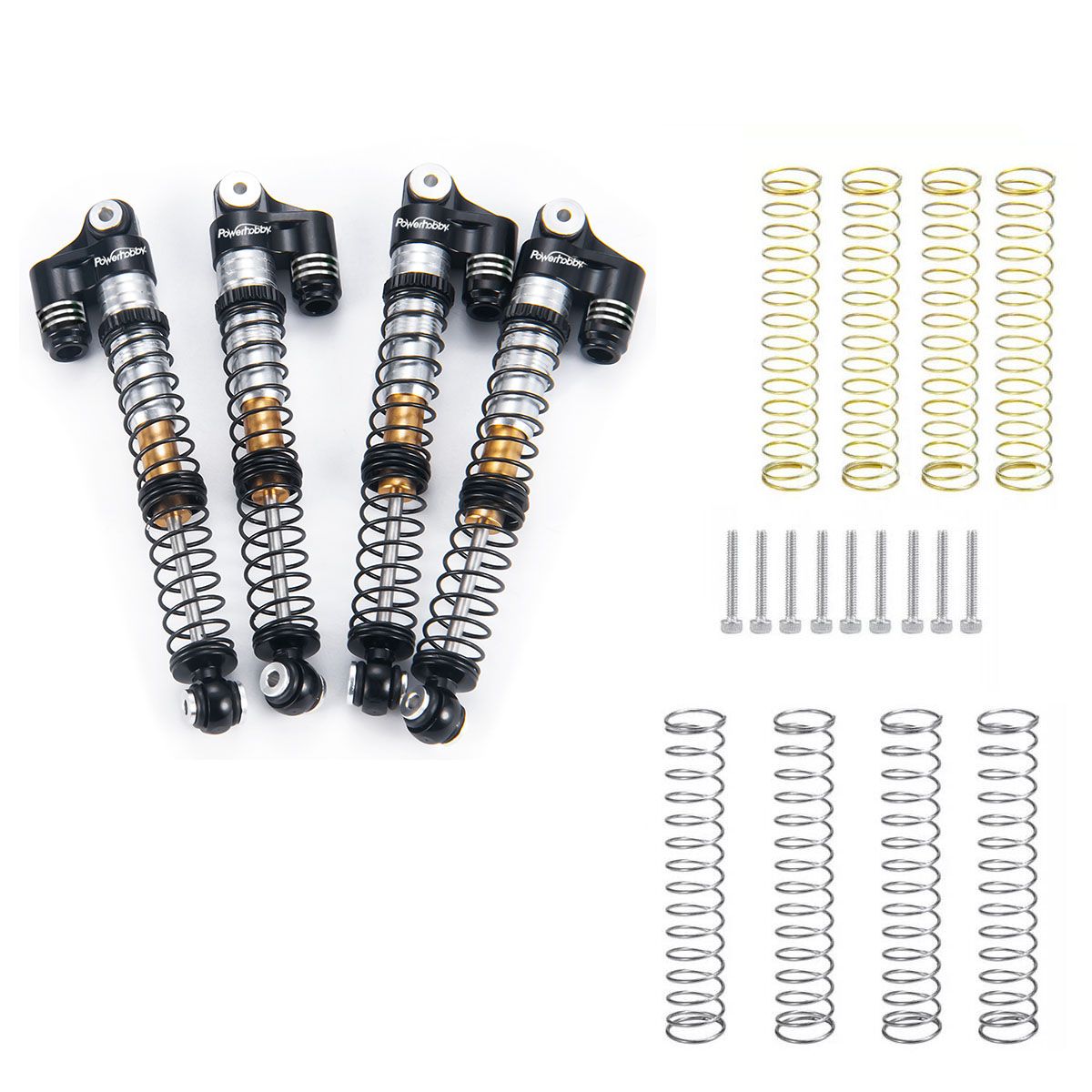 Power Hobby 1/24 Aluminum 58mm Long Travel Shocks Black Axial SCX24