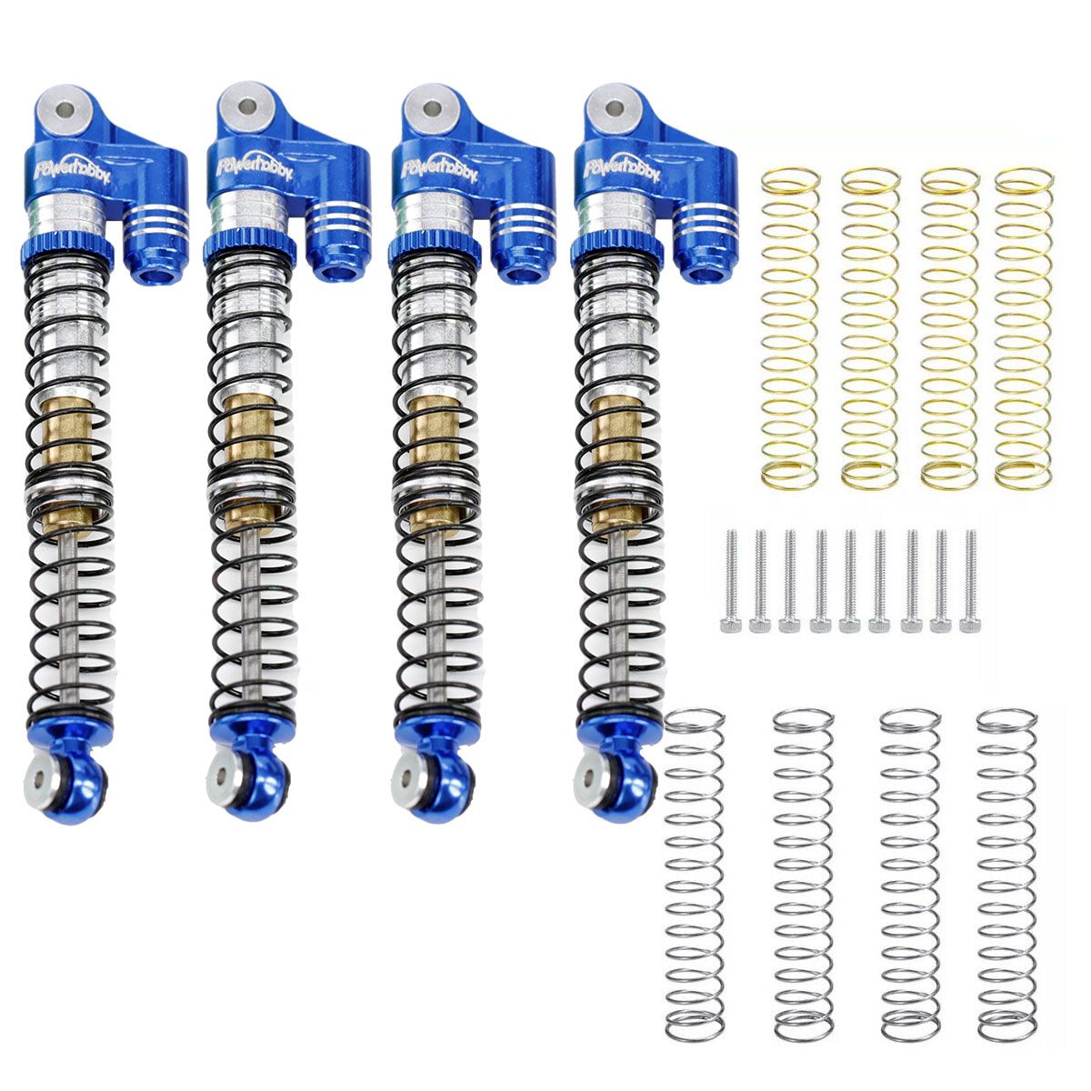 Power Hobby 1/24 Aluminum 58mm Long Travel Shocks Blue Axial SCX24