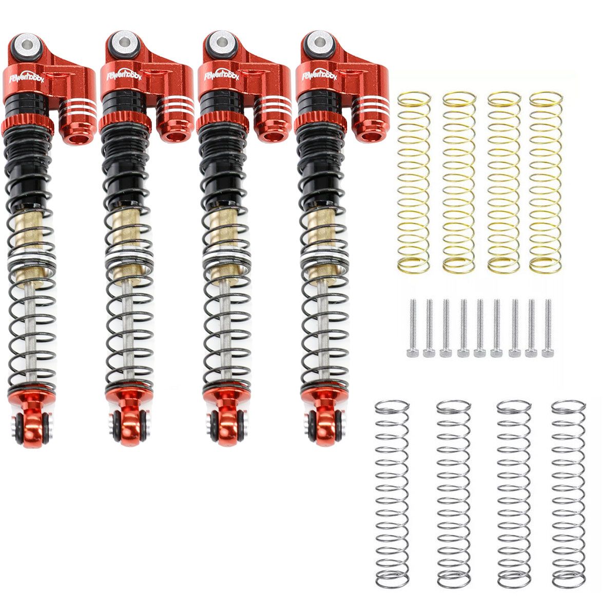 Power Hobby 1/24 Aluminum 58mm Long Travel Shocks Red Axial SCX24