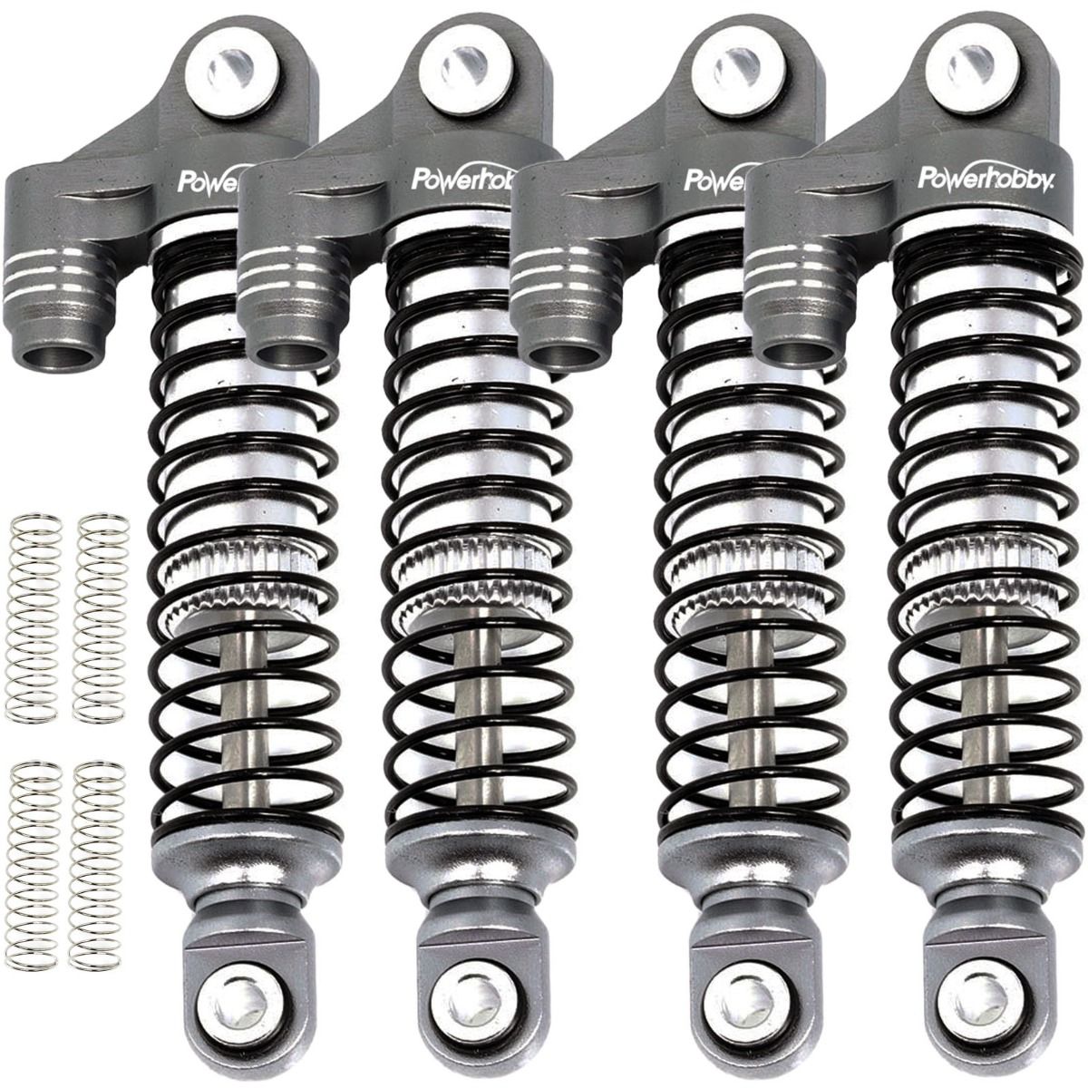 Power Hobby Aluminum 51mm Long Travel Shocks Grey Traxxas TRX-4M