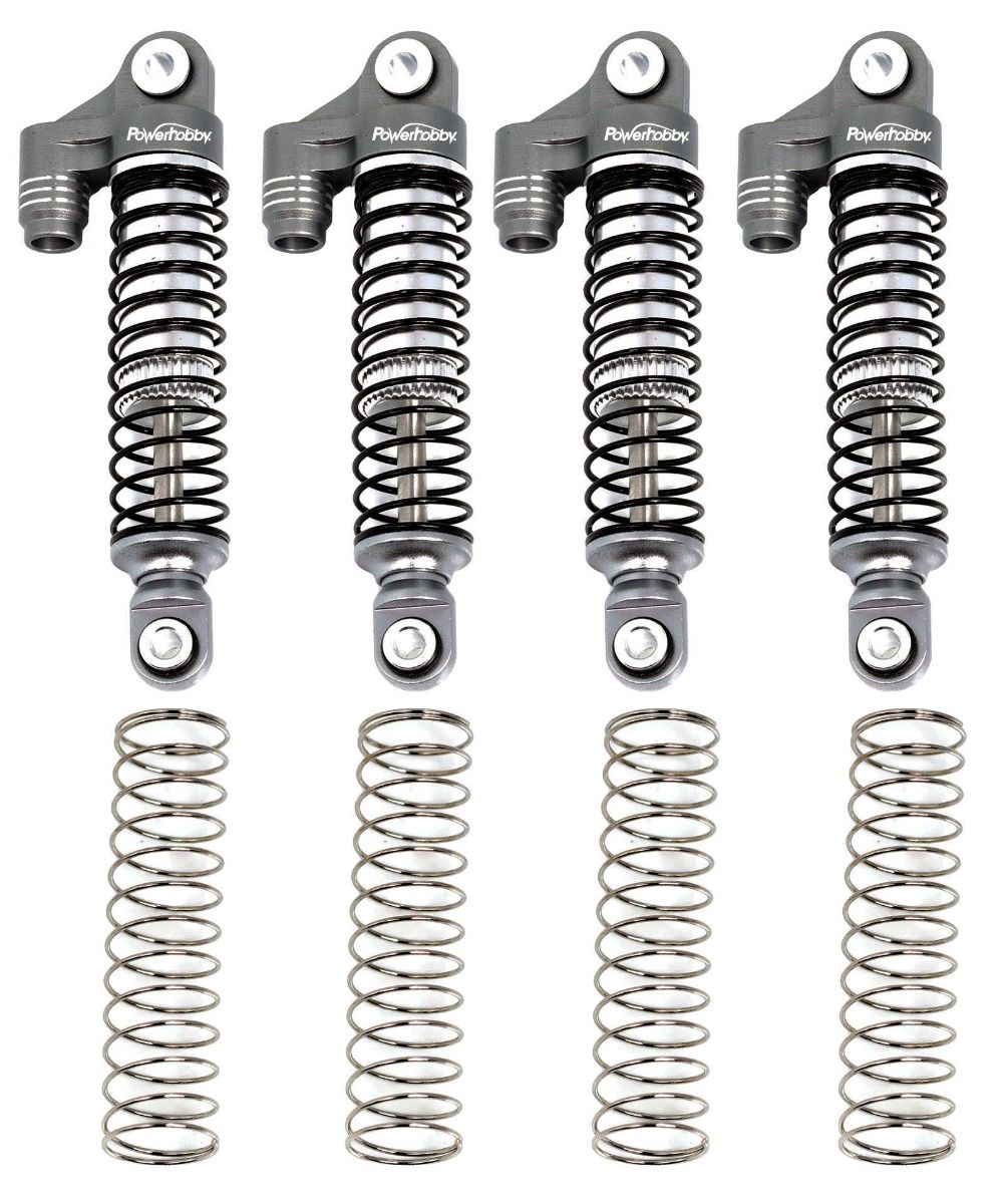 Power Hobby Aluminum 51mm Long Travel Shocks Grey Traxxas TRX-4M