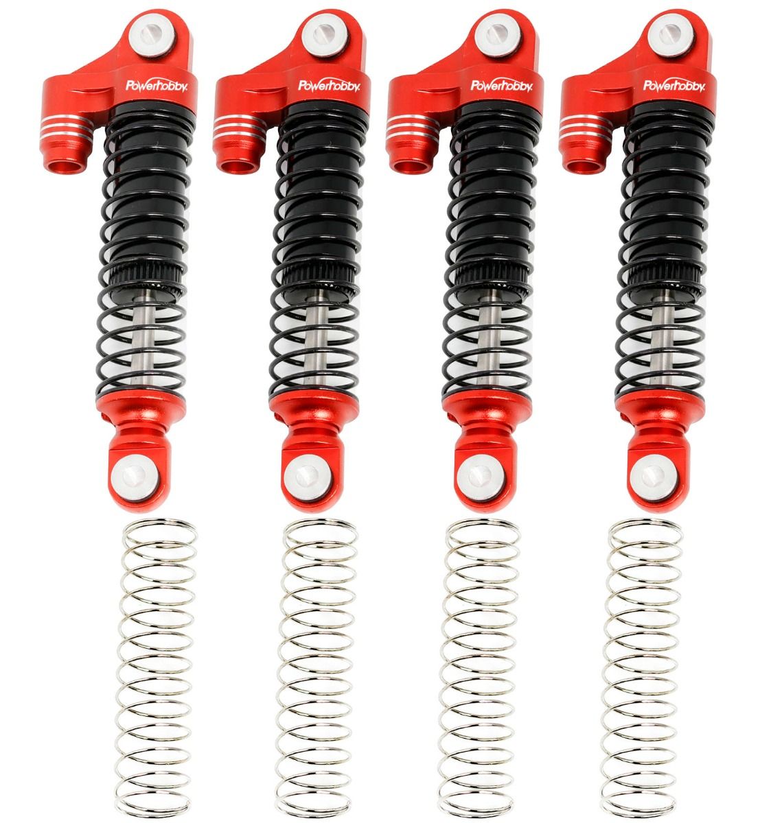 Power Hobby Aluminum 51mm Long Travel Shocks Red Traxxas TRX-4M