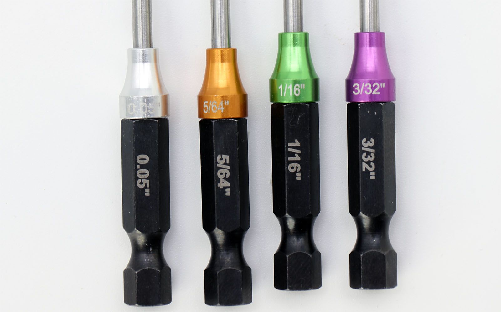 Powerhobby RC Hex Driver 1/4 Power Tool Tip Set Standard 0.05'' 1/16'' 5/64'' 3/32''