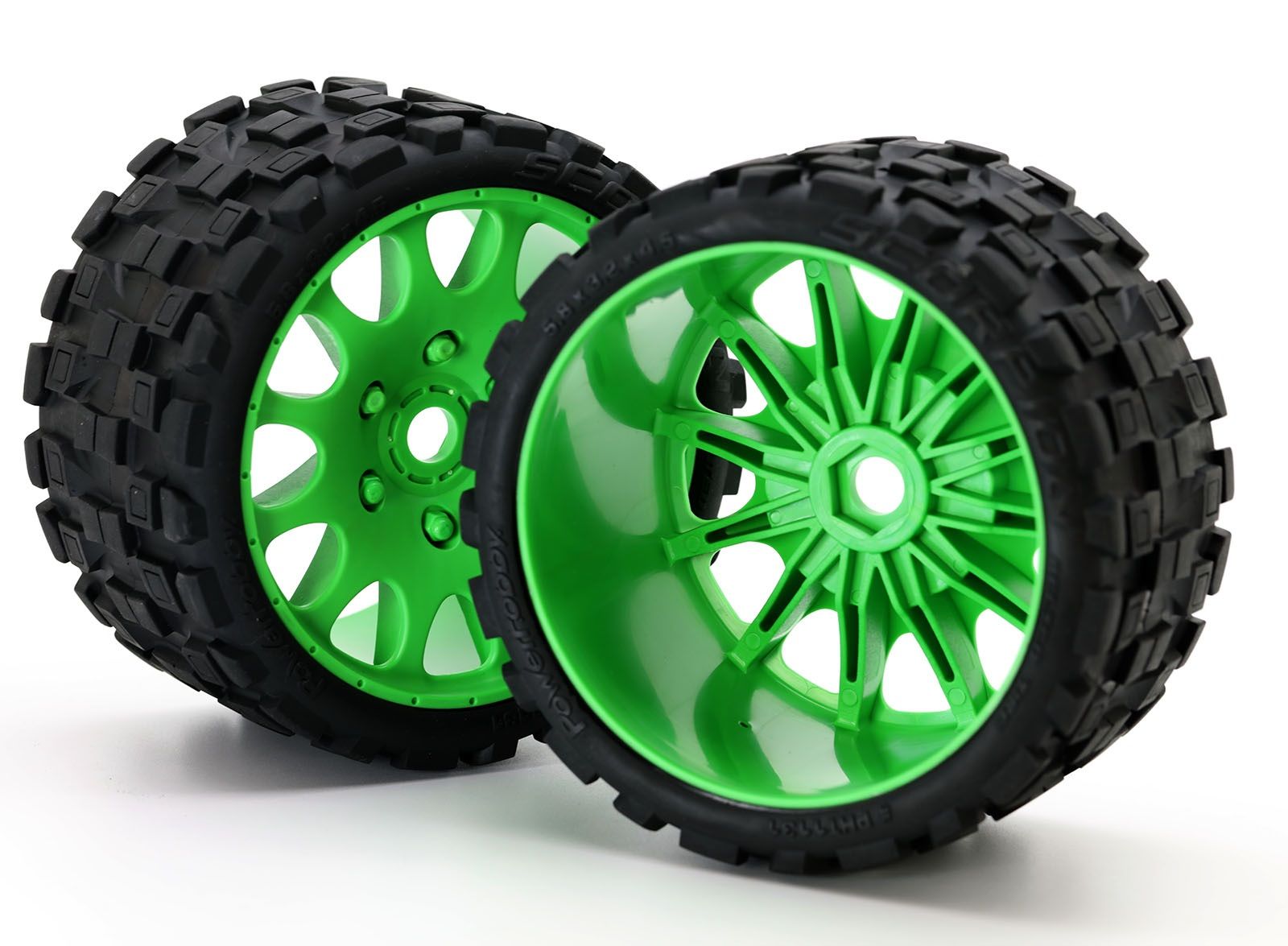 Powerhobby Scorpion Belted Monster Truck Tires / Wheels w 17mm Hex (2) Sport-Green