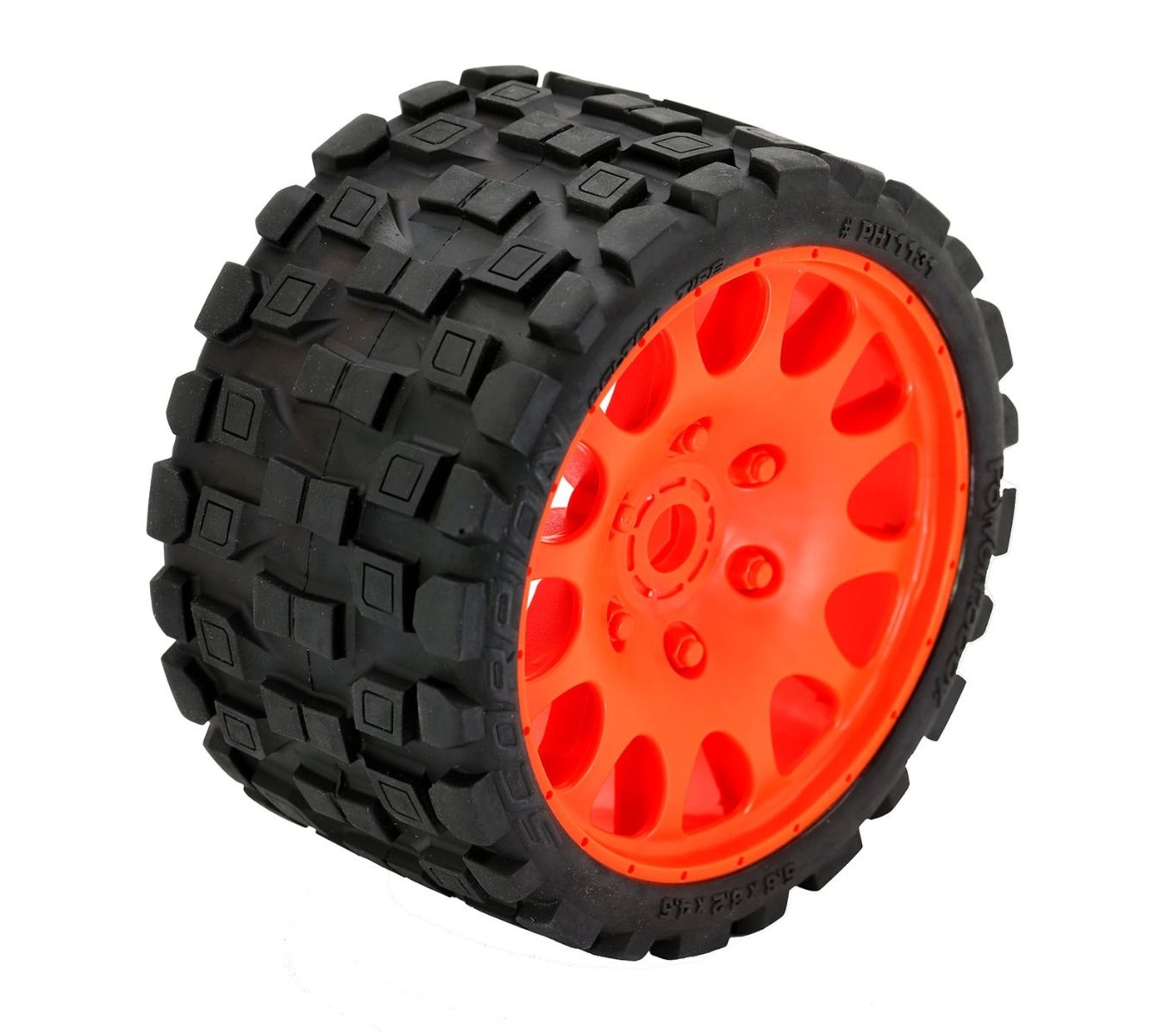 Powerhobby Scorpion Belted Monster Truck Tires / Wheels w 17mm Hex (2) Sport-Orange