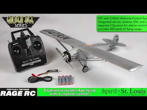 Rage R/C Spirit of St. Louis 4-Channel Micro RTF Scale RC Airplane wit