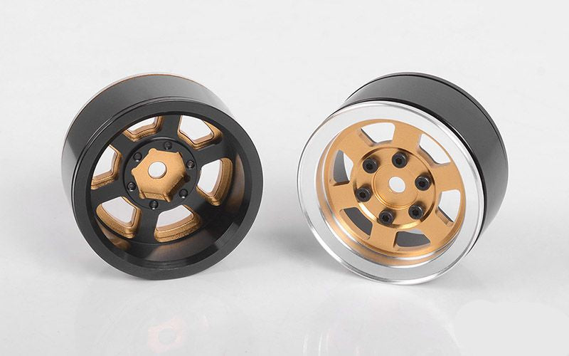 RC4WD Six-Spoke 1.55 Inch Internal Beadlock Wheels Gold | 1/10 Scale