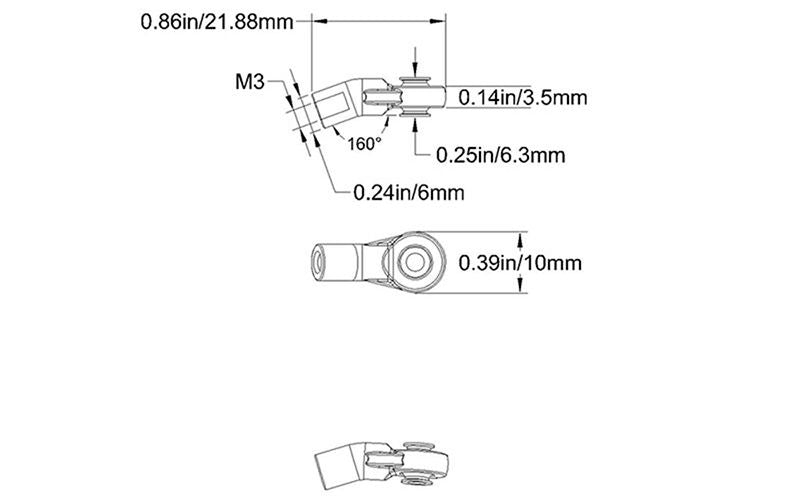 RC4WD M3 Short Bent Plastic Rod End 20-Pack | Link Hardware