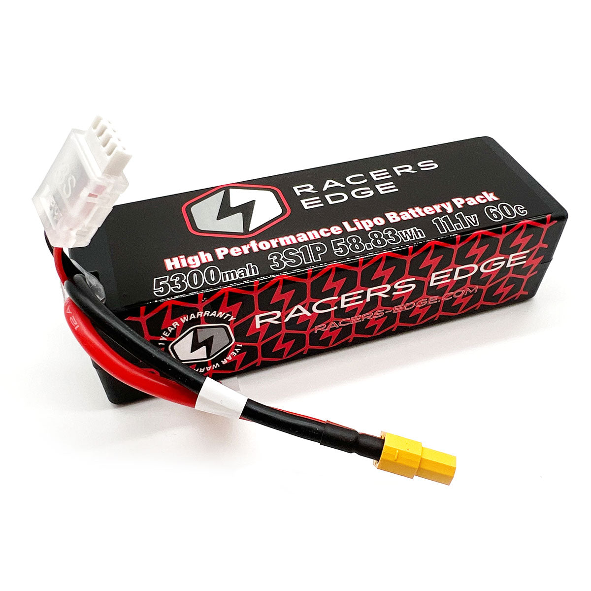 Racers Edge 5300mAh 3S 11.1V 60C Hard Case Lipo Battery w/ XT60 Connector LP53003S60XT60