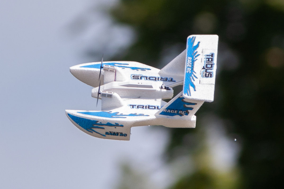 Rage R/C Tribus 250 Twin-Motor RTF Amphibious RC Airplane with 6-Axis Gyro – Blue