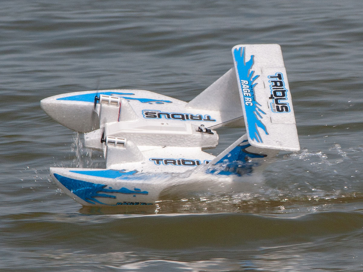 Rage R/C Tribus 250 Twin-Motor RTF Amphibious RC Airplane with 6-Axis Gyro – Blue