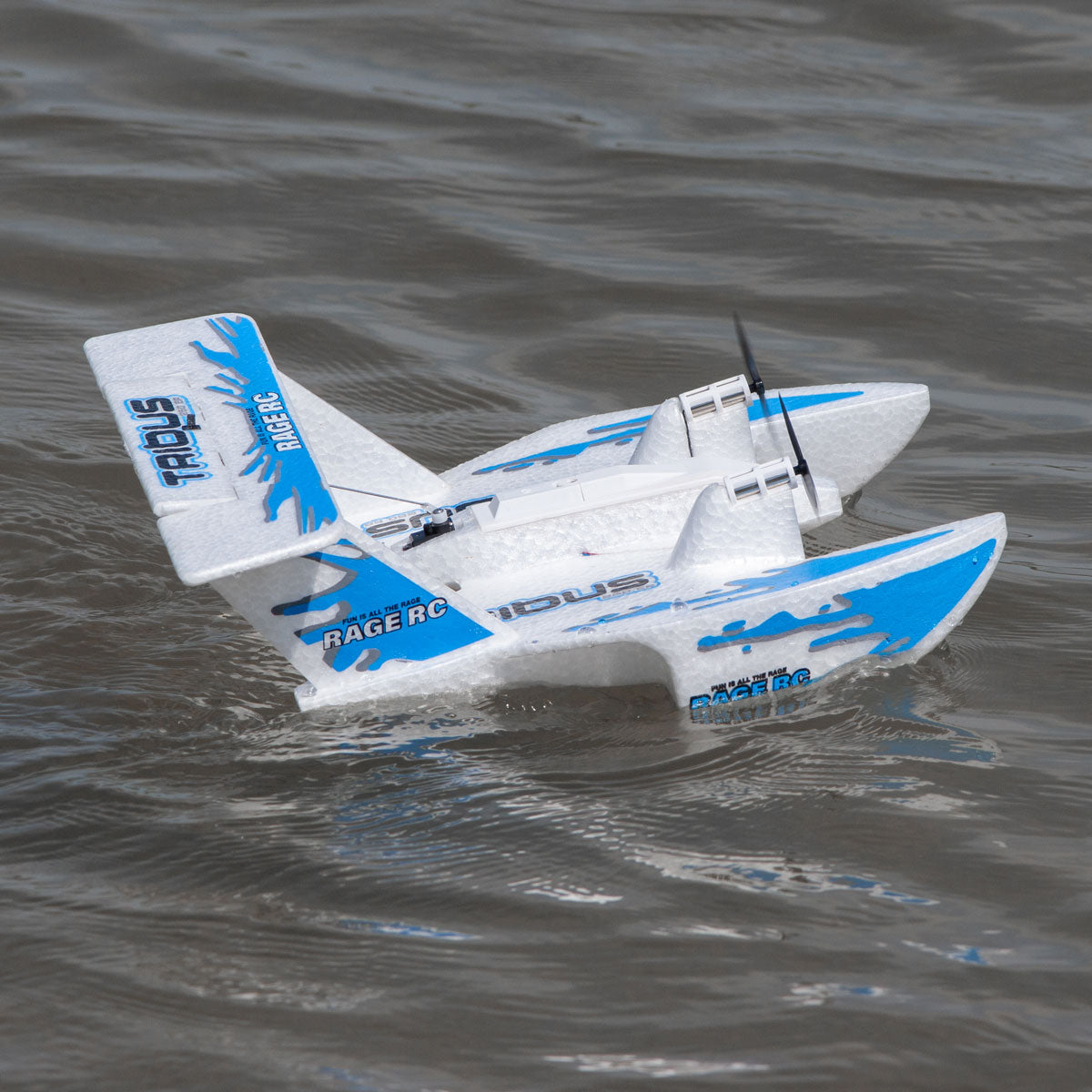 Rage R/C Tribus 250 Twin-Motor RTF Amphibious RC Airplane with 6-Axis Gyro – Blue