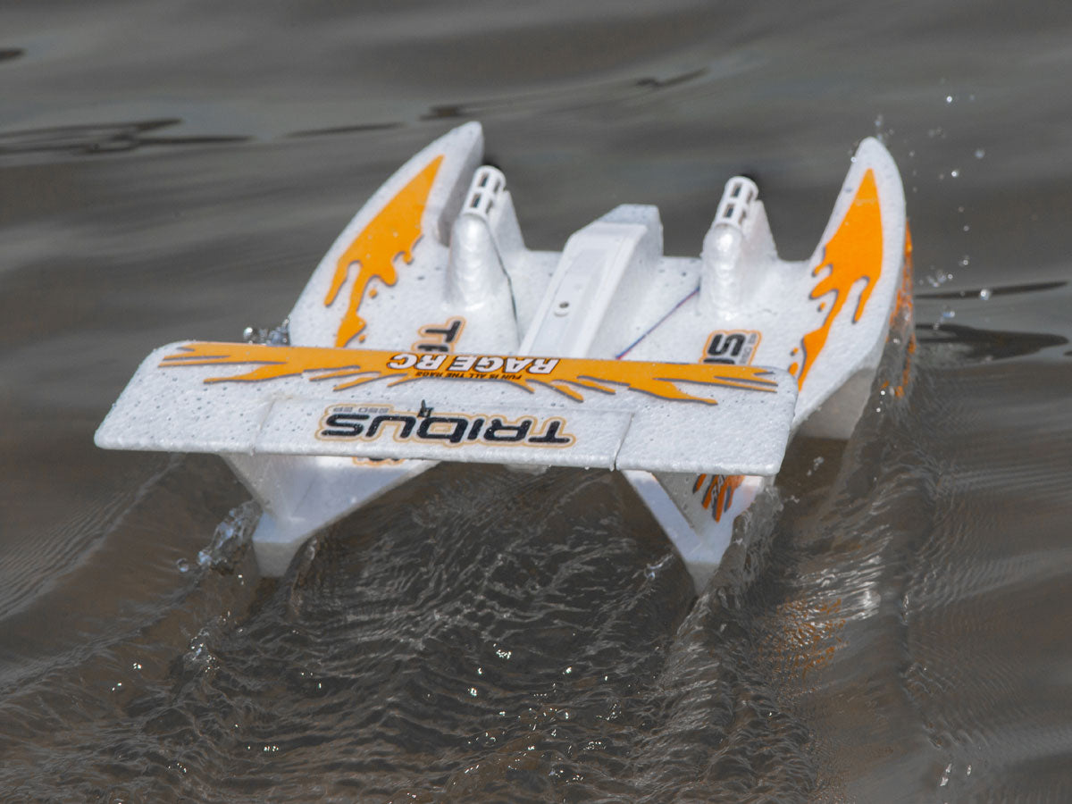 Rage R/C Tribus 250 Twin-Motor RTF Amphibious RC Airplane with 6-Axis Gyro – Orange
