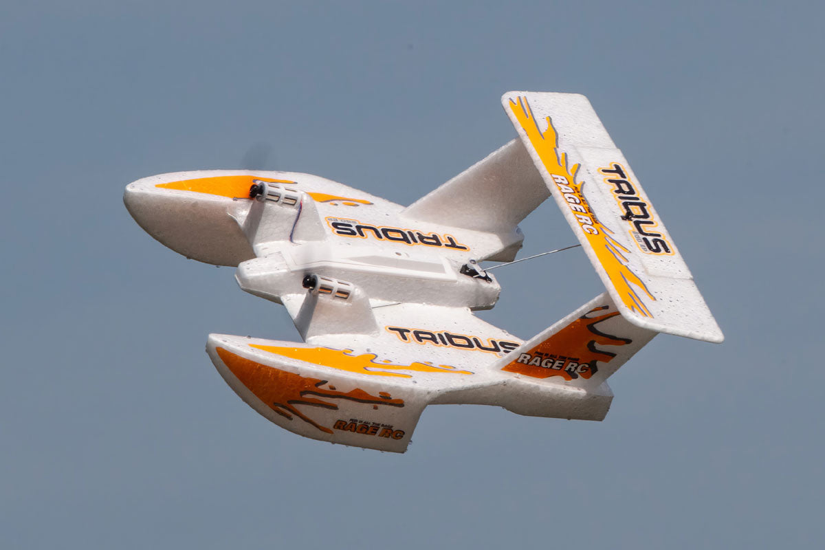 Rage R/C Tribus 250 Twin-Motor RTF Amphibious RC Airplane with 6-Axis Gyro – Orange