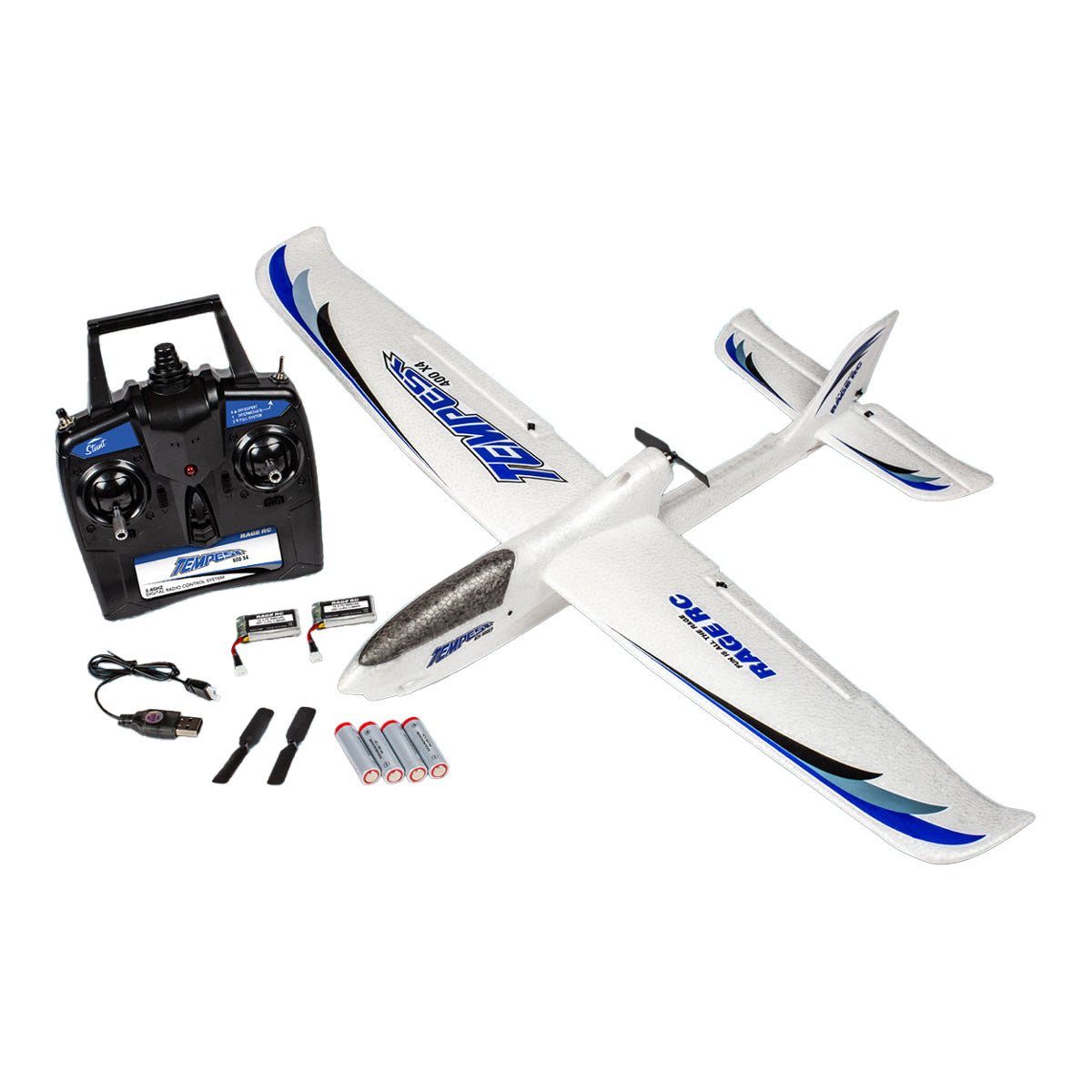 Rage R/C Tempest 600 X4 Pusher-Prop RTF Beginner-Friendly RC Trainer Airplane with PASS