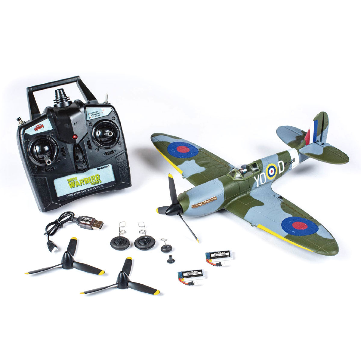 Rage R/C Supermarine Spitfire Micro V3 RTF Warbird RC Airplane with PASS Stability