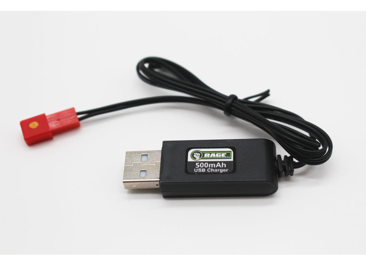 Rage R/C 500mA 1S USB Charger with JST Plug A1428