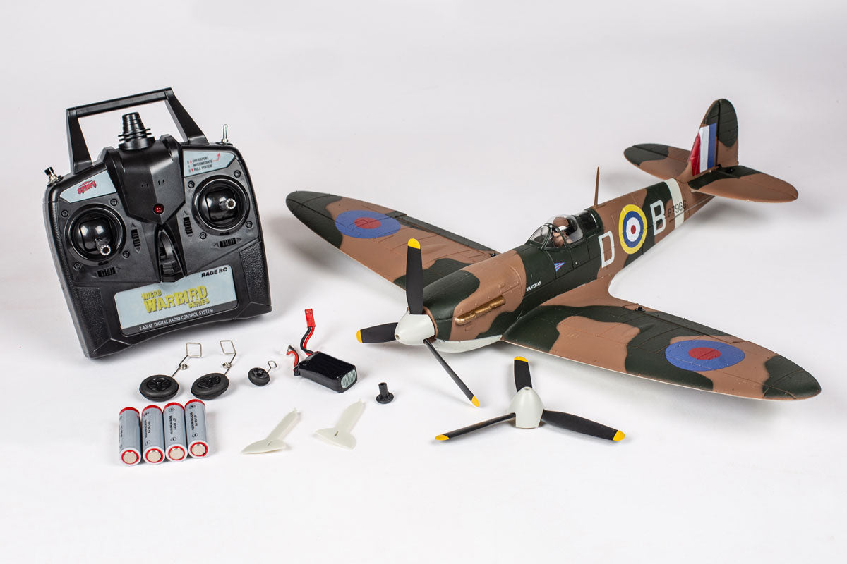 Rage R/C RAF Spitfire BL 500mm Brushless RTF Warbird RC Airplane with PASS Stability