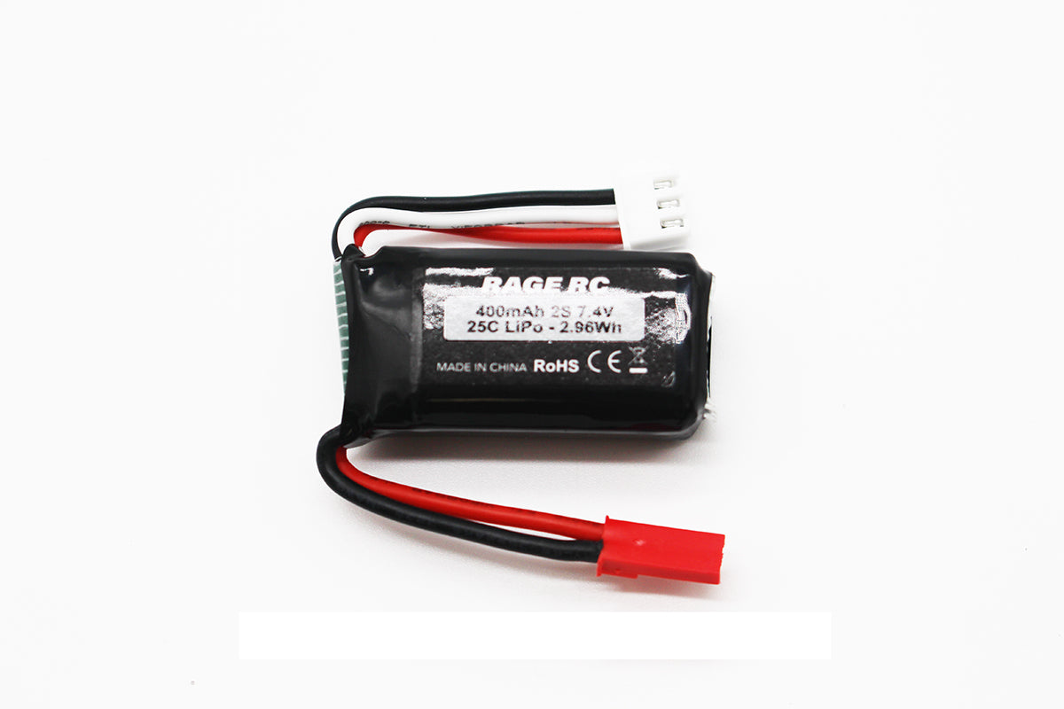 Rage R/C 2S 7.4V 400mAh LiPo with JST Plug; P-51D BL A1631