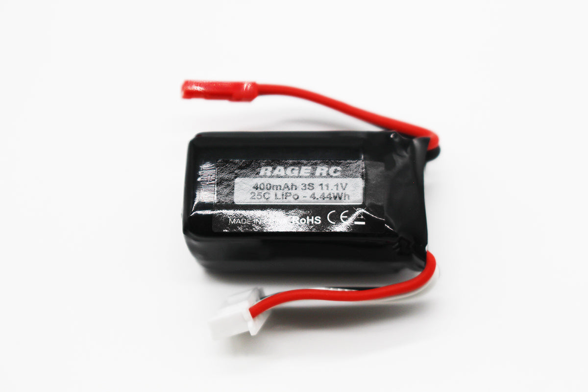 Rage R/C 3S 11.1V 400mAh LiPo with JST plug; P-51D BL A1632