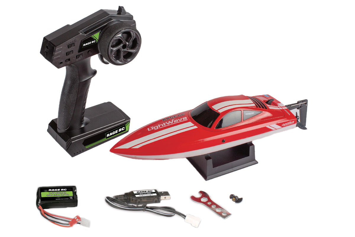 Rage RC LightWave Electric Micro RTR Boat Red