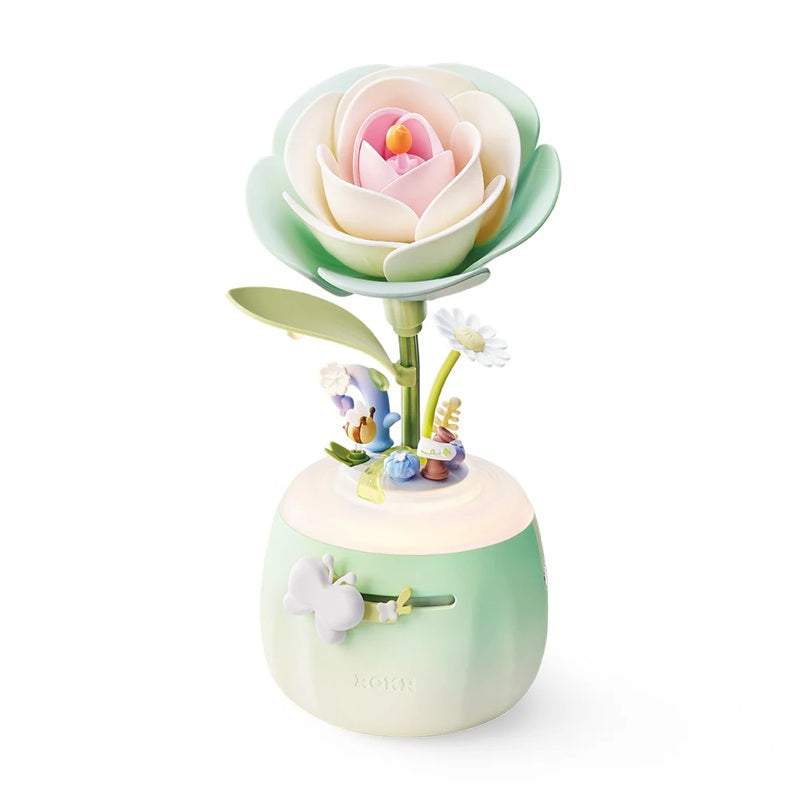 Rolife Floral Art Minty Camellia LED Lamp - Wooden Flower Night Light