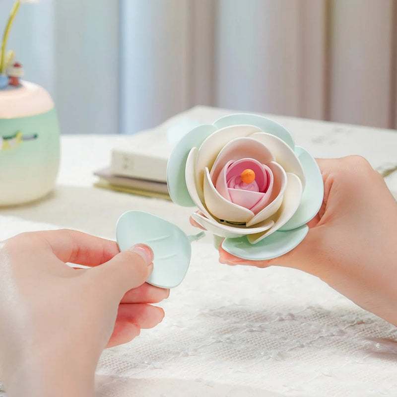Rolife Floral Art Minty Camellia LED Lamp - Wooden Flower Night Light