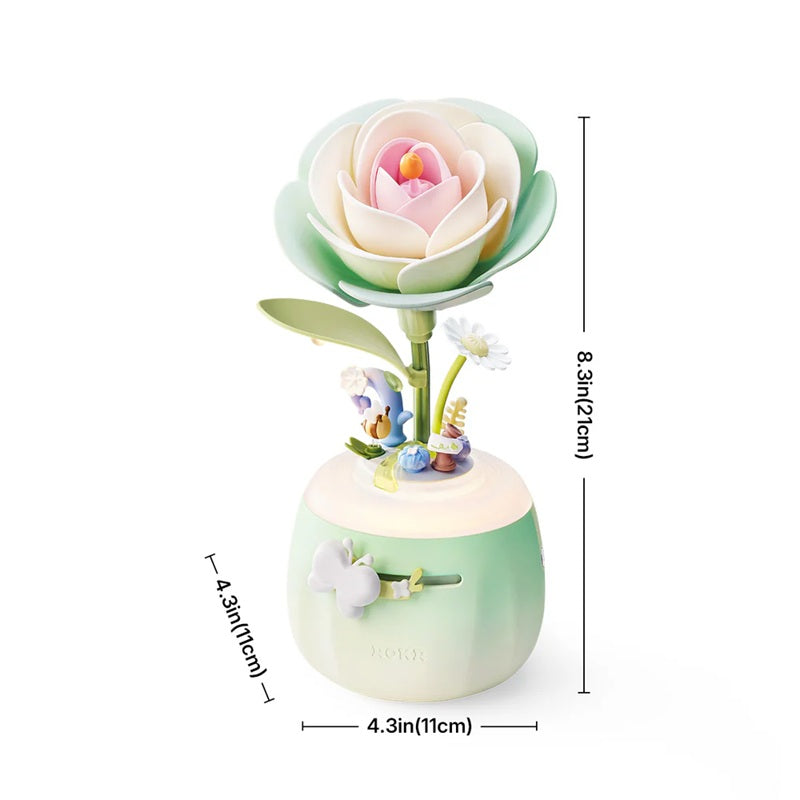 Rolife Floral Art Minty Camellia LED Lamp - Wooden Flower Night Light