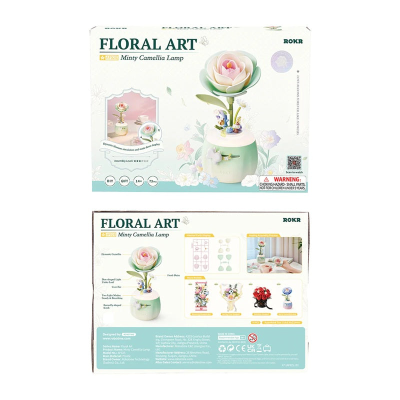 Rolife Floral Art Minty Camellia LED Lamp - Wooden Flower Night Light
