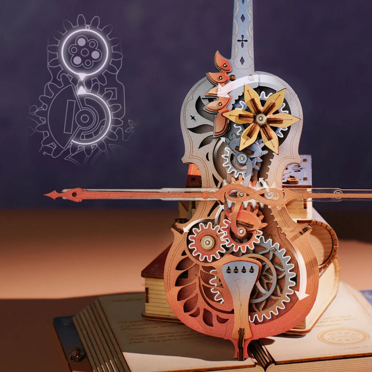 ROKR Symphony of Gorgeous Dreams Magic Cello 3D Wooden Puzzle - Mechanical Music Box