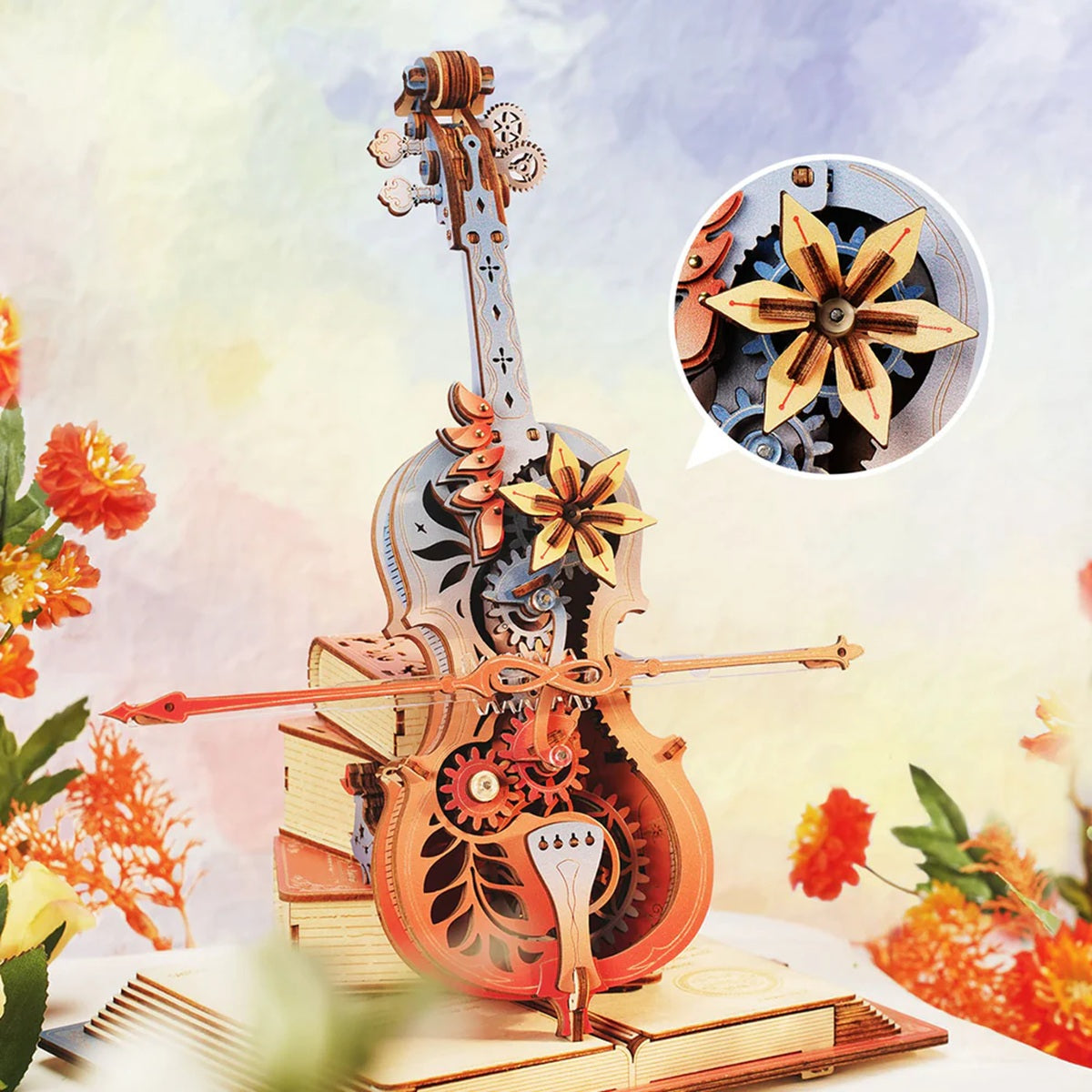 ROKR Symphony of Gorgeous Dreams Magic Cello 3D Wooden Puzzle - Mechanical Music Box
