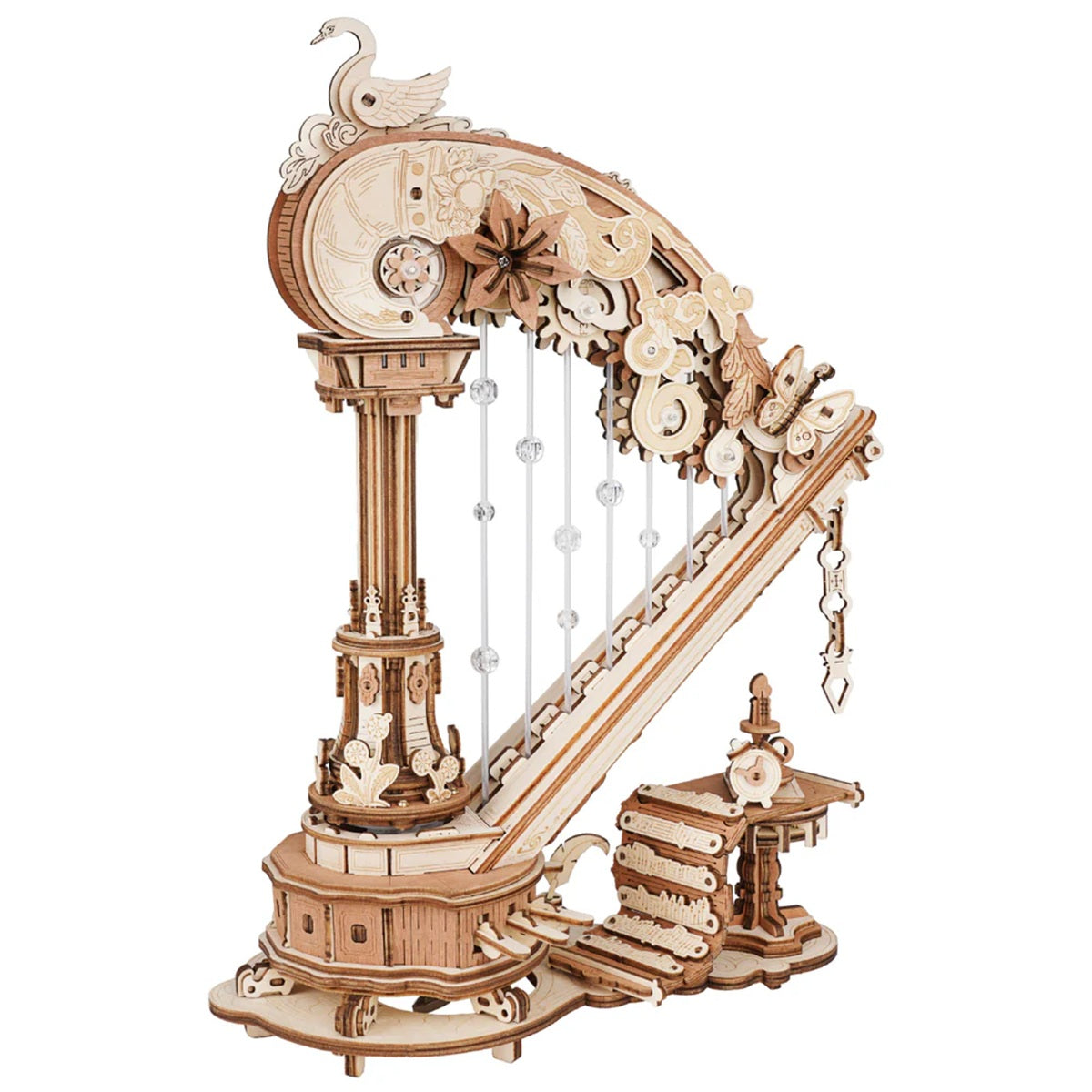 ROKR Magic Harp Music Box 3D Wooden Puzzle - Elegant Mechanical Music Model