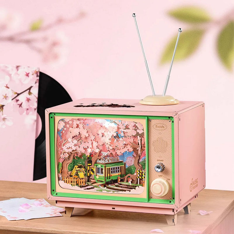 ROKR Sakura Dreamy Tour DIY Music Box 3D Wooden Puzzle - Cherry Blossom Theme