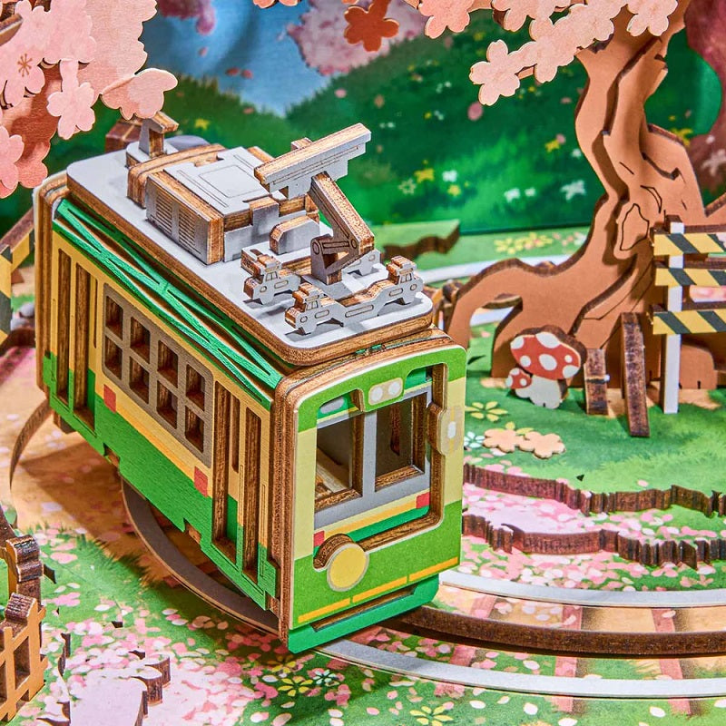 ROKR Sakura Dreamy Tour DIY Music Box 3D Wooden Puzzle - Cherry Blossom Theme