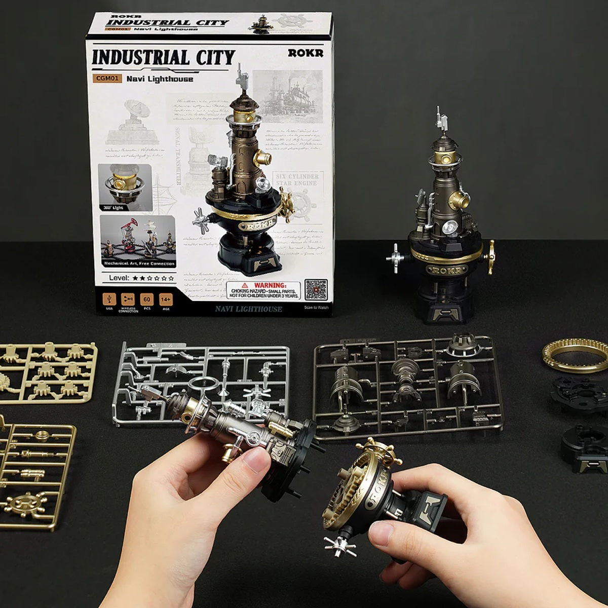 ROKR Navi Lighthouse Mechanical 3D Puzzle - Functional Maritime Display Model