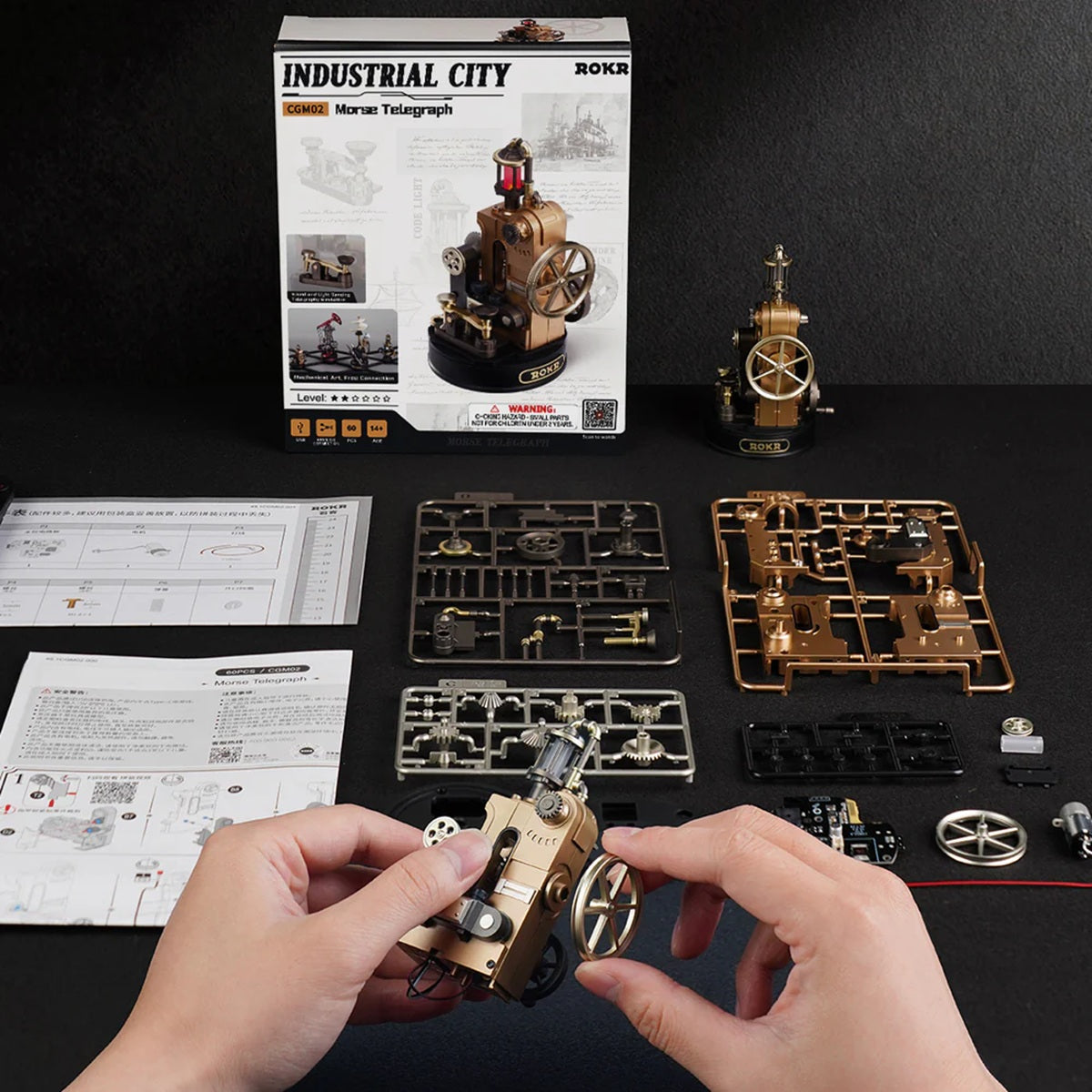 ROKR Morse Telegraph Mechanical 3D Puzzle - Interactive Vintage Communication Model