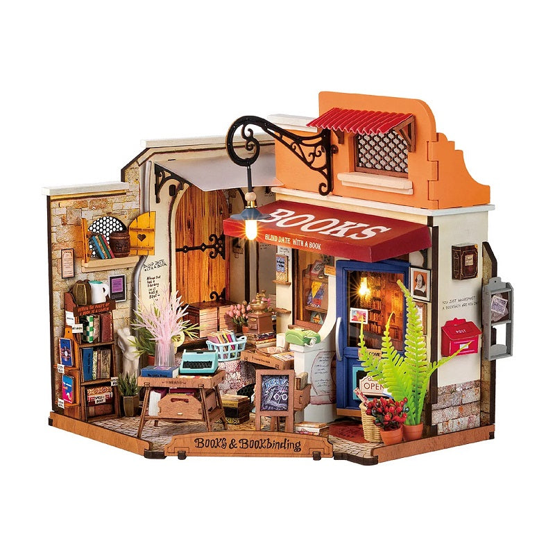 Robotime Rolife Corner Bookstore, DIY Miniature House Kit DG164