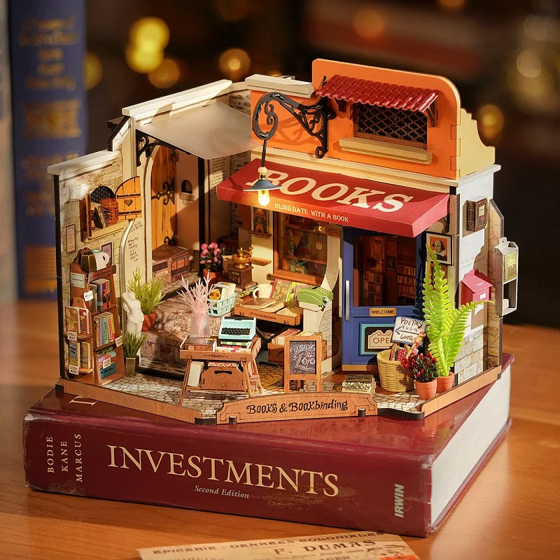 Robotime Rolife Corner Bookstore, DIY Miniature House Kit DG164