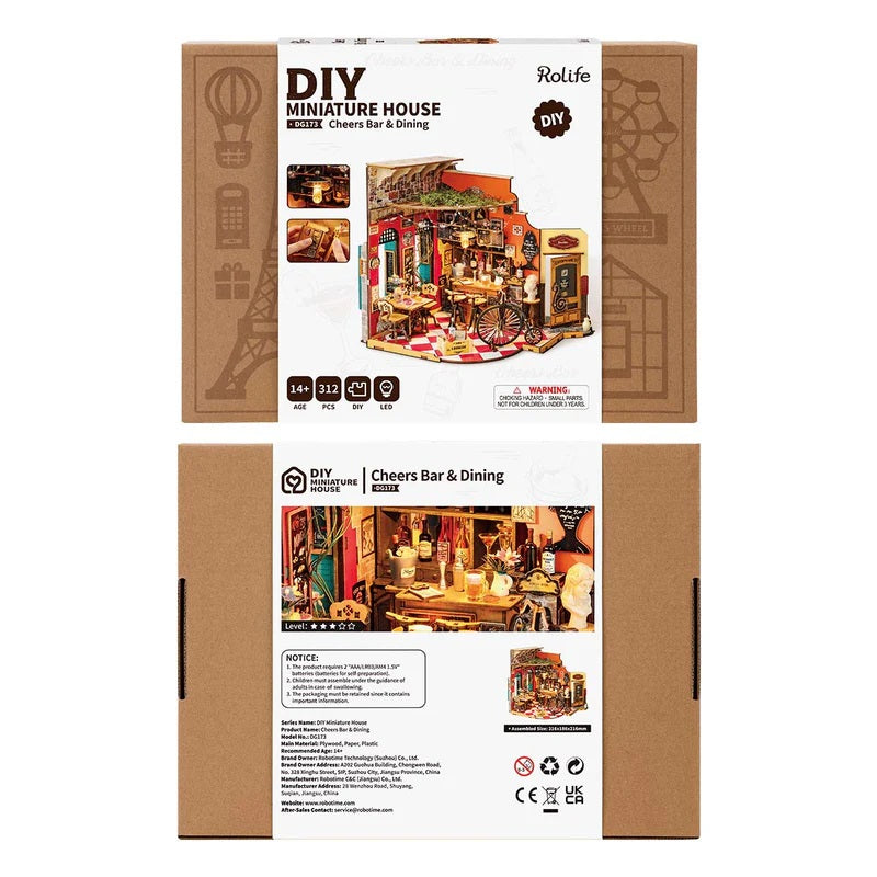 Robotime Cheers Bar & Dining, DIY Miniature House DG173