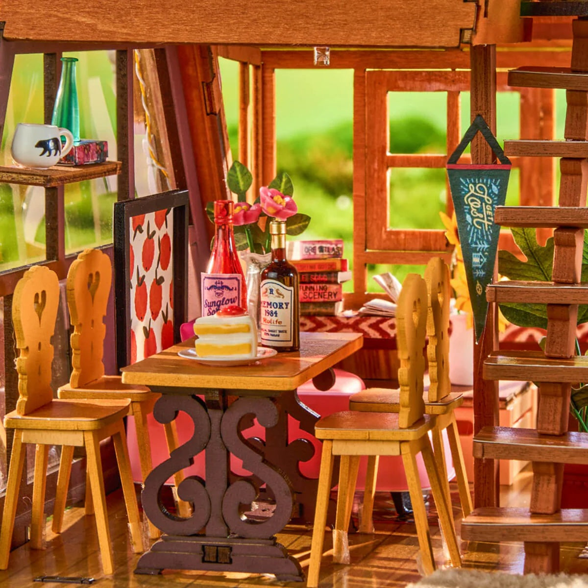 Rolife A-Frame Cabin DIY Miniature House Kit - Modern Glamping Model with LED