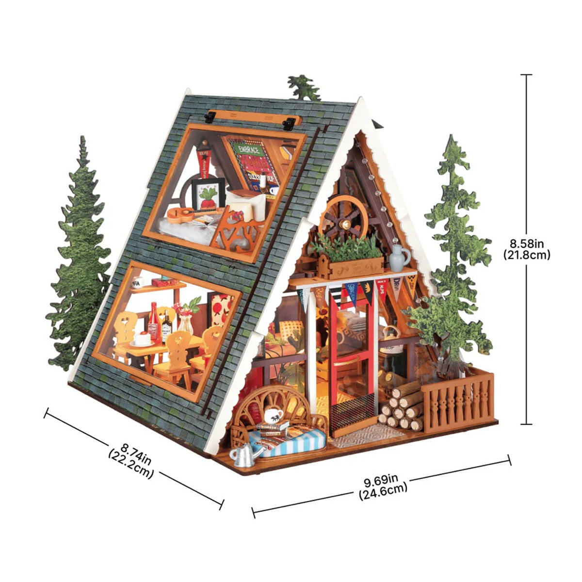 Rolife A-Frame Cabin DIY Miniature House Kit - Modern Glamping Model with LED