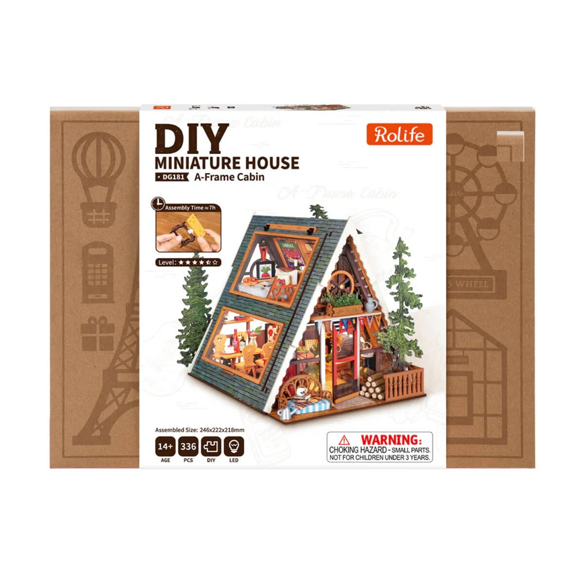 Rolife A-Frame Cabin DIY Miniature House Kit - Modern Glamping Model with LED