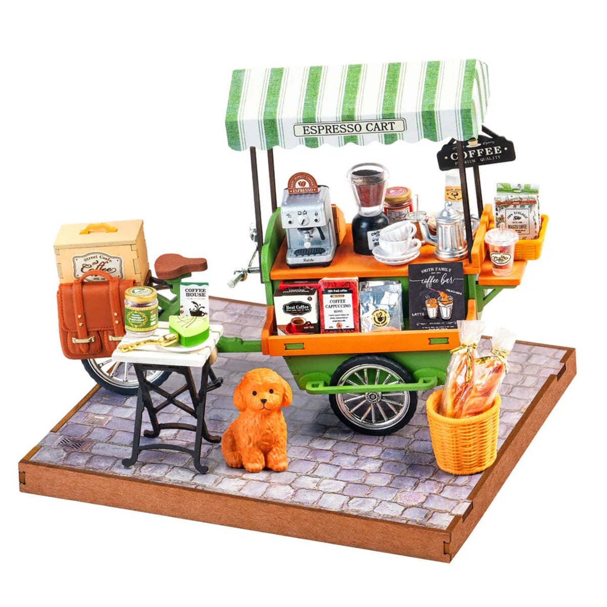 Rolife Aromatic Coffee Cart DIY Miniature House Kit - Barista Scene Model