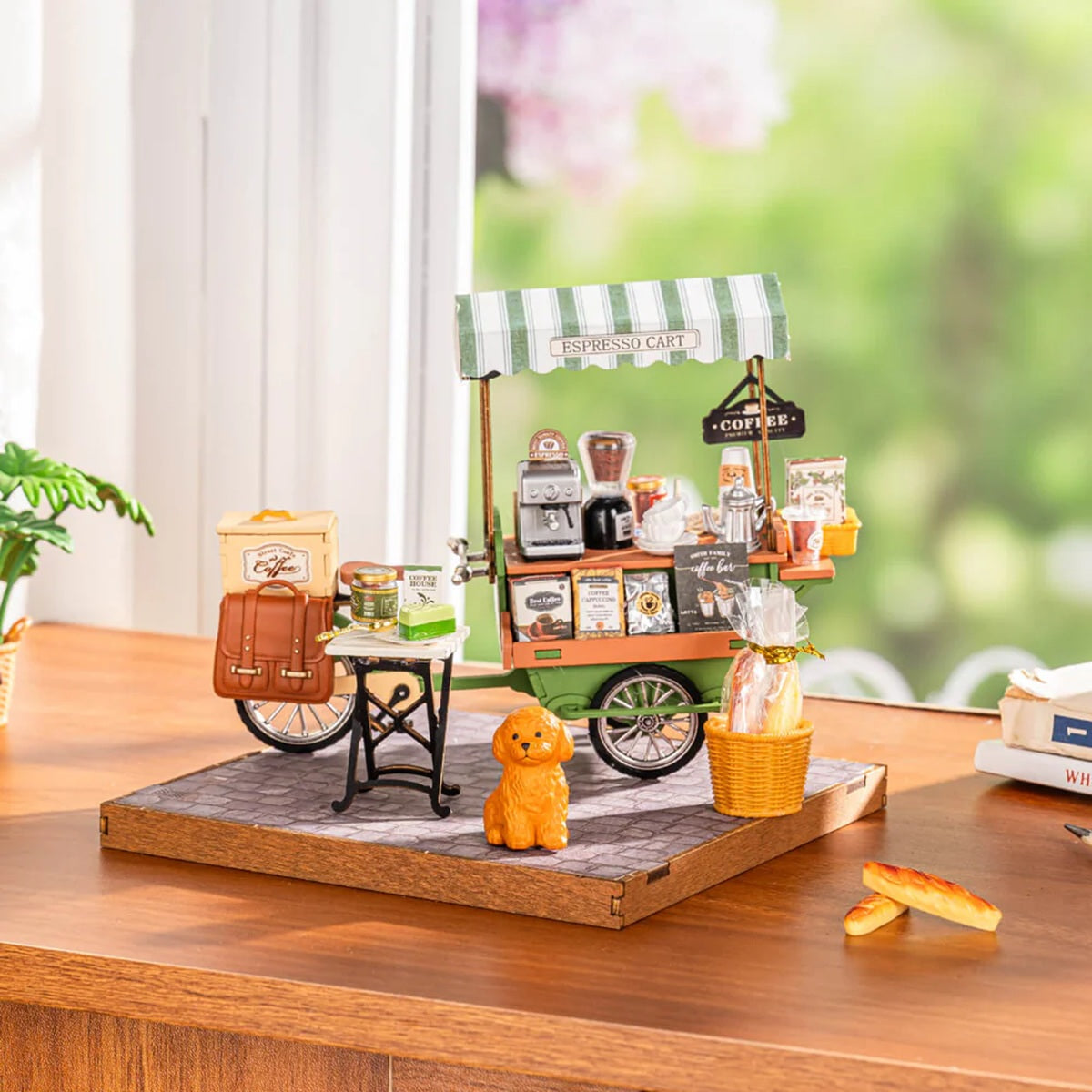 Rolife Aromatic Coffee Cart DIY Miniature House Kit - Barista Scene Model