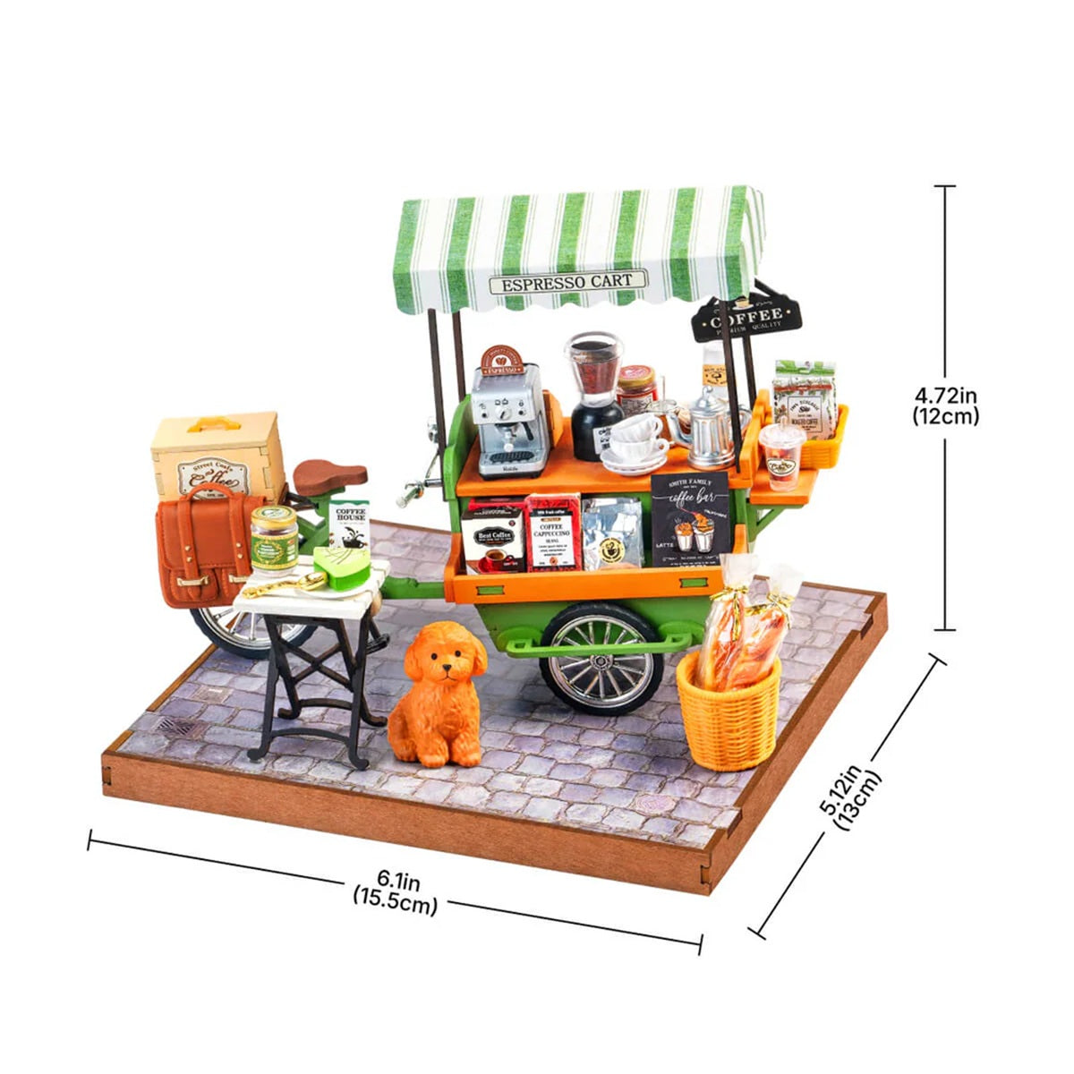 Rolife Aromatic Coffee Cart DIY Miniature House Kit - Barista Scene Model